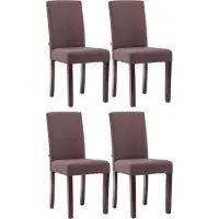 CLP 4-delige set eetkamerstoelen Ina, bekleed met stof, met houten frame, bruin. Framekleur: cappuccino