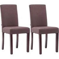 CLP Ina Set van 2 Eetkamerstoelen - Zonder armleuning - Hout - Stof - bruin cappuccino