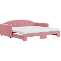 vidaXL Slaapbank onderschuifbed en matrassen 100x200 cm fluweel roze