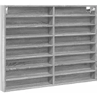 vidaXL Vitrinekast 100x8,5x75 cm bewerkt hout grijs sonoma eikenkleur