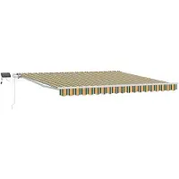 vidaXL Uitschuifbare luifel Groen en geel 400 × 300 cm