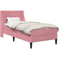 vidaXL Bedframe met matras met matras Roze 80 x 200 cm Fluweel