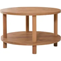 CALICOSY Ronde salontafel met 2 niveaus in atlantisch dennen decor d70 cm roby