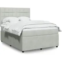 vidaXL Boxspring met matras fluweel lichtgrijs 140x200 cm