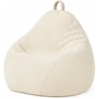 Bananair - Peervorm zitzak - ribfluweel - Afneembare hoes - Volwassenen & Kinderen - Wit - 80 x 70 cm