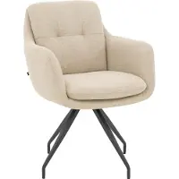 Goossens Eetkamerstoel Mirthe - Met Armleuning - Stof - Beige