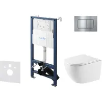 Kielle Genesis New - Voorwandinbouwset, Oudee toilet, Vortex Rimless+, softclose zitting en Gemini New III knoppen, glanzend wit/chroom 30528SS62