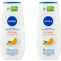 Nivea 2 x - Douchegel - Orange - Voelbaar Gladde Huid - 250 ml - Douchegel - Huid Verzorging - Bamboemelk - Sinaasappelgeur - Voedende Douchegel