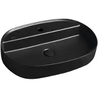 Isvea Infinity Oval Opbouwwastafel, 60x40cm, mat zwart