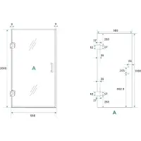Wiesbaden Less nisdeur 1000 x 2000 x 8 mm nano helder glas/geborsteld staal