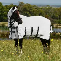WeatherBeeta Comfitec Sweet Itch Shield Vliegendeken Combo - Wit/Antraciet - 5'6" / 120cm