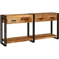 vidaXL Wandtafels 2 st Bruin 161 x 33 x 75 cm Massief Mango Hout