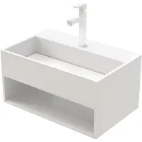Aloni Solid Surface Wastafel – Onzichtbare Afvoer – 50x32,4x25 cm – Mat Wit