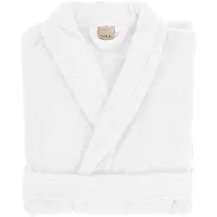 Tiseco Home Studio - Badjas DELUX - 100% katoen - 370 g/m² - badstof - unisex- riem en zakken - L/XL - Wit
