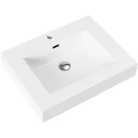Aloni Wastafel – 60x10x46 cm – Kunstmarmer – Glanzend Wit
