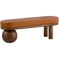 Wohnling Bank Geitenleer Mango Massief Houten Bank 140x47x40 cm Modern, Hal Gestoffeerde Bank Ongewoon, Gestoffeerde Leren Bank Bruin, Kleine Bedbank Halbank