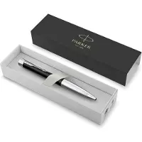 Parker Urban Twist-balpen | Muted Black met chromen rand | Medium punt met blauwe-inktvulling | Geschenkdoos