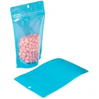 Packlinq Stazakken Transparant/Neon Blauw 13x7,9x20,6 cm (100 Stuks) | Doypacks | Stand up pouches