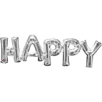 Delights Direct "Happy " Zilver Folie Ballon 76 x 25 cm