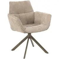 Moods Collection Eetkamerstoel Monaco poot Venus draaibaar Anodic brown - Milan beige 170