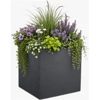 Eda Bloempot / plantenpot Volcania - kunststof - antraciet - 40 cm - dubbelwandig - binnen / buiten