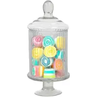 Gerimport snoeppot/voorraadpot Striped - glas - D12,5 x H28 cm - transparant - decoratie