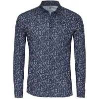Desoto Casual Slim Fit Jersey overhemd marine, Paisley