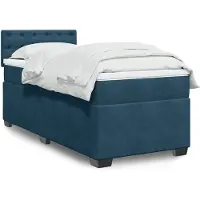 vidaXL Boxspring met matras fluweel donkerblauw 90x190 cm