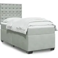 vidaXL Boxspring met matras fluweel lichtgrijs 100x200 cm