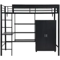 MODFU – Hoogslaper – 90x200 cm – Bureau & Kledingkast – EN747 Getest – Metaal – Zwart