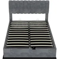 MODFU Gestoffeerd Bed 160x200 cm – Zacht hoofdbord – Modern design – Stof en metaal – Grijs