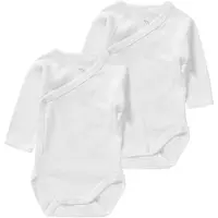 Petit Bateau Setje met 2 effen katoenen rompertjes met lange mouw voor baby's Unisex Rompertje - Wit