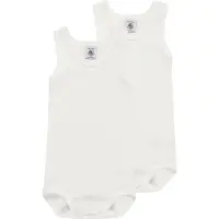 Petit Bateau Set met 2 witte babyrompertjes zonder mouwen. Jongens Rompertje - Wit