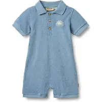 Wheat badstof jumpsuit blauw Effen - maat 68 | Jumpsuit van