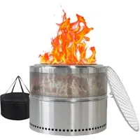 OKWISH Vuurkorf Rookarm - 50 x 40 cm - Roestvrij Staal - Zilver - Draagbare Houtvuurkorf Voor Terras Kamperen En Barbecue
