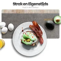 Phreeze Placemat met Linnen Patroon - 8 Stuks - Wasbaar - 30x45 CM - Luxe Onderleggers voor Borden - Grijs