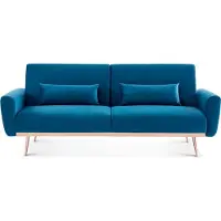 Sweeek Design velours slaapbank Blauw
