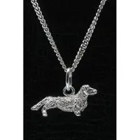 MOOYE ® - Collectie Zilveren Teckel langhaar ketting hanger - klein
