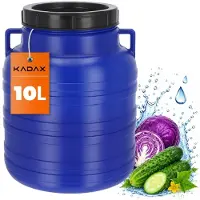 Kadax Plastic vat, brede hals, vat van HDPE-kunststof met deksel, dekselvat, multifunctioneel kunststof vat, universeel vat, watervat (10 l, 1 stuk)