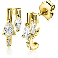Zinzi 12mm gold plated zilveren multi-look oorstekers met peervormige en ovale witte zirkonia's ZIO2689Y