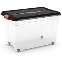 Kis Moover Box Xl Met Wielen Transparant Zwart 60l