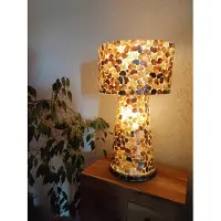 Design Tafellamp woonkamer slaapkamer met kap Turtle Capiz schelp op parelmoer schelpen voet