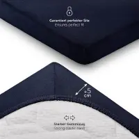 Laleni Jersey Baby/Kind Hoeslaken - Actief Ademend - Oeko-Tex Certificeerd - Babybed, Wieg, Kinderbed 100 x 115 x 10cm, donker oceaanblauw, zeshoek