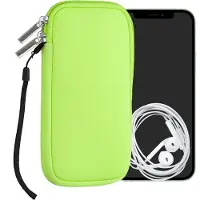 Kwmobile telefoontasje universeel geschikt voor XXL - 7" smartphones - 17,7 x 8,5 cm - Hoesje met rits en polslusje -In neon groen -