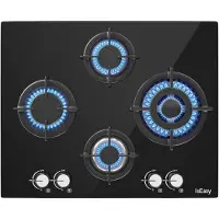 IsEasy Mgbg-604B Glazen Gaskookplaat Voor Keuken 4 Pitten Gasontsteking