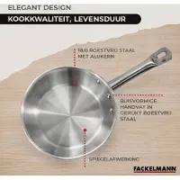 Fackelmann Set van 2 pannen 20 en 24 cm roestvrij staal Eterna