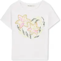 Billieblush T-shirt wit met pailletten Meisjes Katoen Ronde hals Printopdruk - maat 140