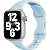 Mobigear Sport Slim Siliconen Watch bandje geschikt voor Apple Watch Bandje Druksluiting - 49/45/44/42 mm - Babyblauw