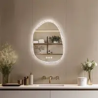OEM Frameloze LED Badkamerspiegel - Uniek Onregelmatig Ontwerp - Dimbare Achtergrondverlichting & Anti-Condens - 50x70cm