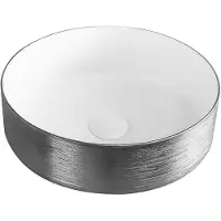 Aloni Turo Waskom met Reliëf – 36x12 cm – Zilver/Glanzend Wit